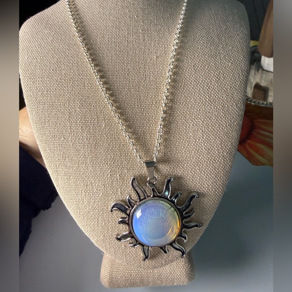 Silver Sun Pendant Necklace